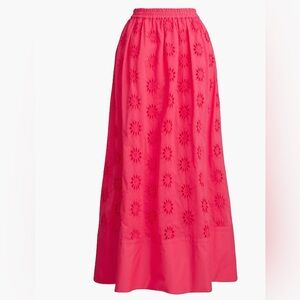 J. Crew Pink A-Line Eyelet Maxi Skirt